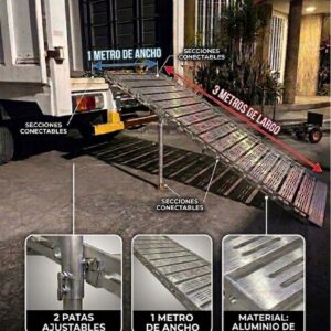 Rampa de aluminio 3x1 con patas ajustable